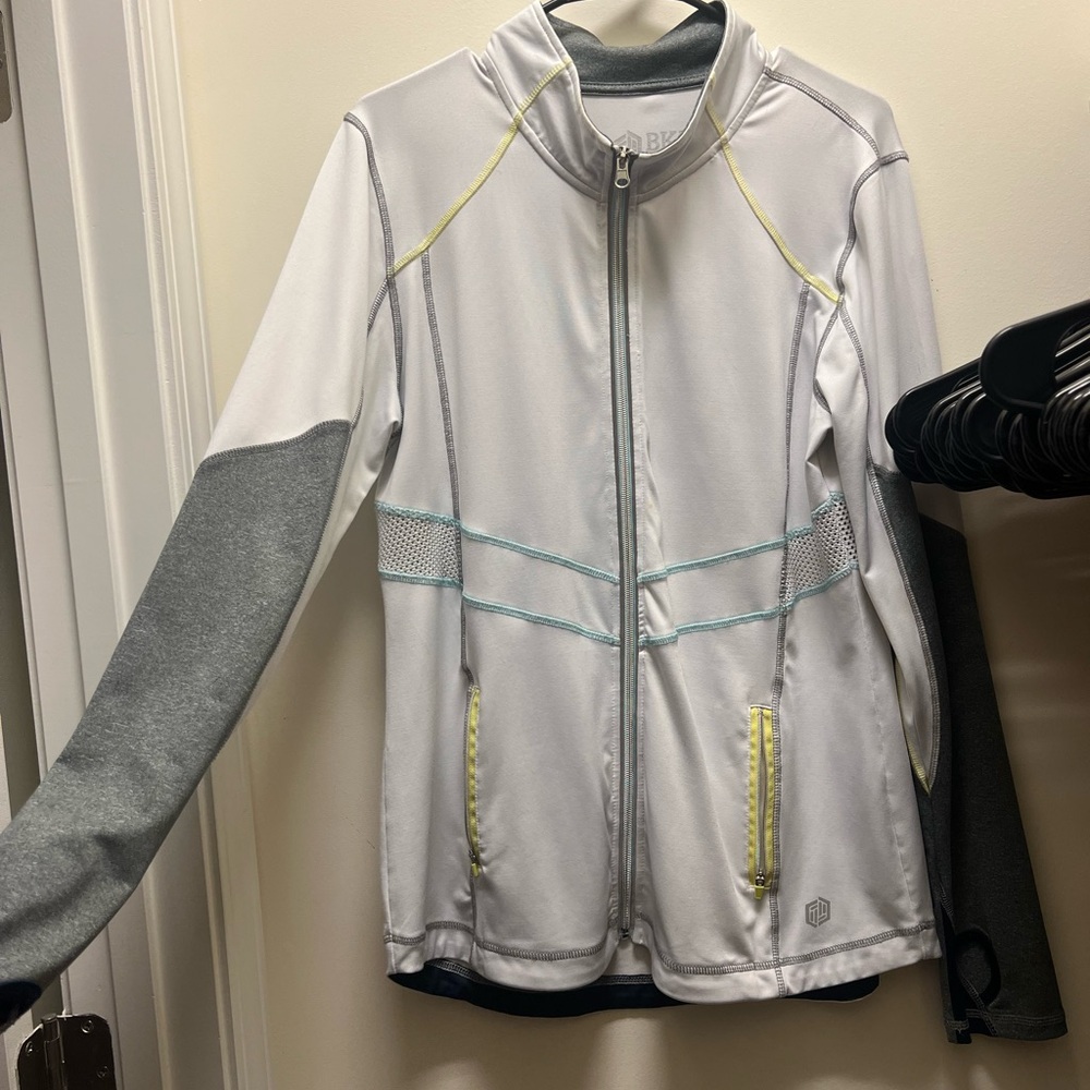 White and Gray Zip-Up Jacket
